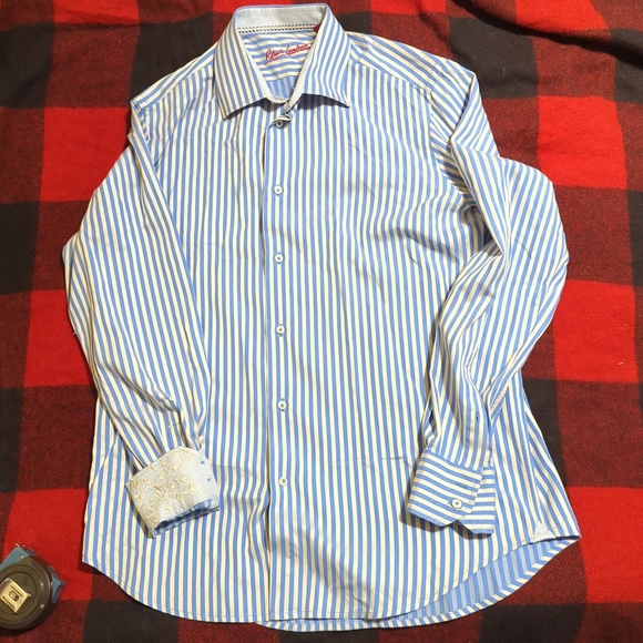 Robert Graham Classic Fit Multicolor striped Button Down Shirt Flip Cuff Men's L - Picture 1 of 8